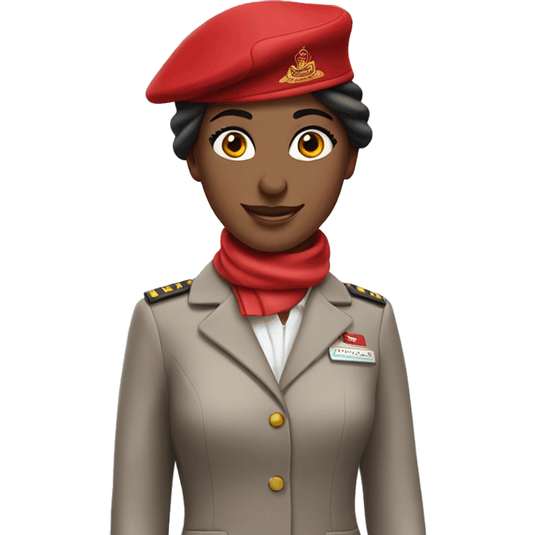 Emirates cabin crew with their red hat and white scarf emoji