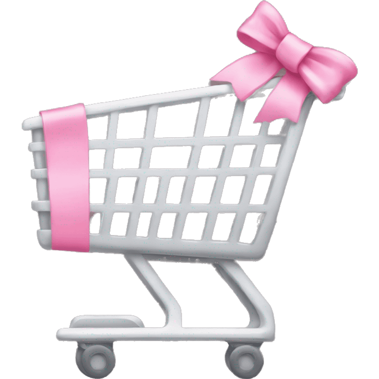 Shopping cart with pink bow  emoji