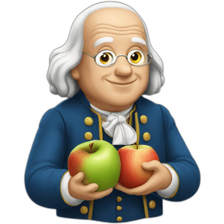 Benjamin Franklin eating an apple emoji