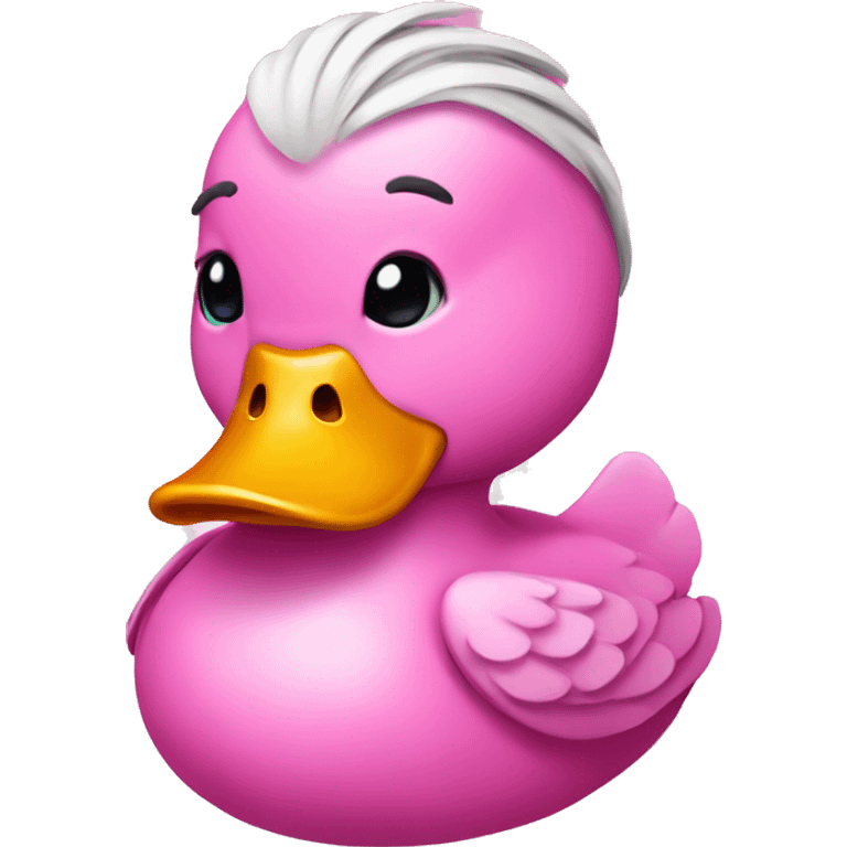 pink duck with arrows on the eyes and braids on the bangs emoji