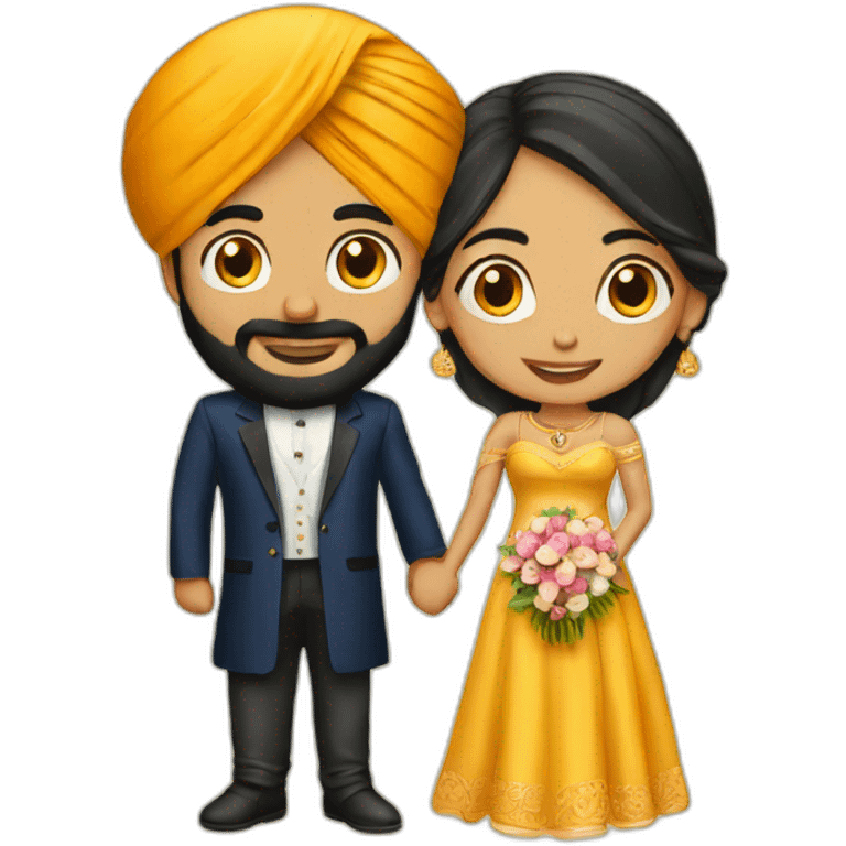 A Sikh man and a woman at their wedding emoji