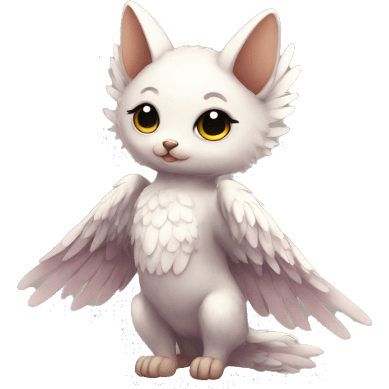 Anthro shy cute kawaii winged animal hybrid full body emoji