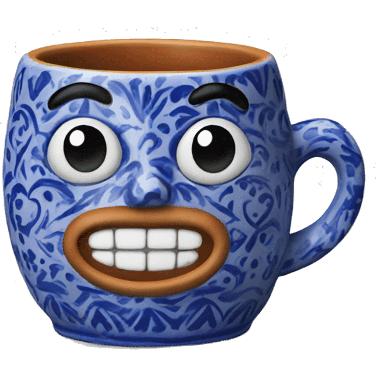 Realistic clay talavera mug isolated.  emoji