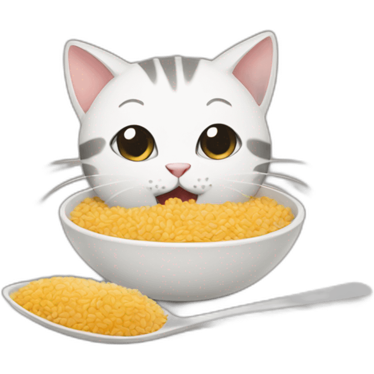 Cat eating rice emoji