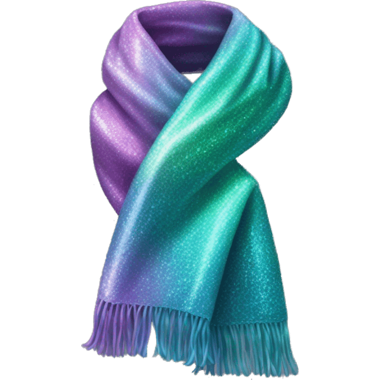 Realistic iridescent sparkle glitter winter scarf isolated. emoji