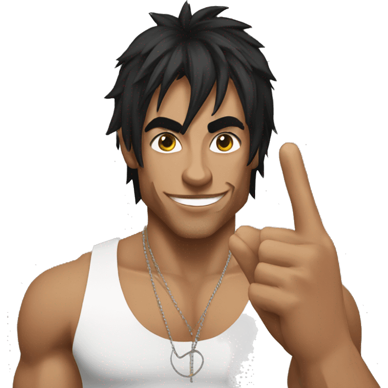 zyzz giving a peace sign emoji