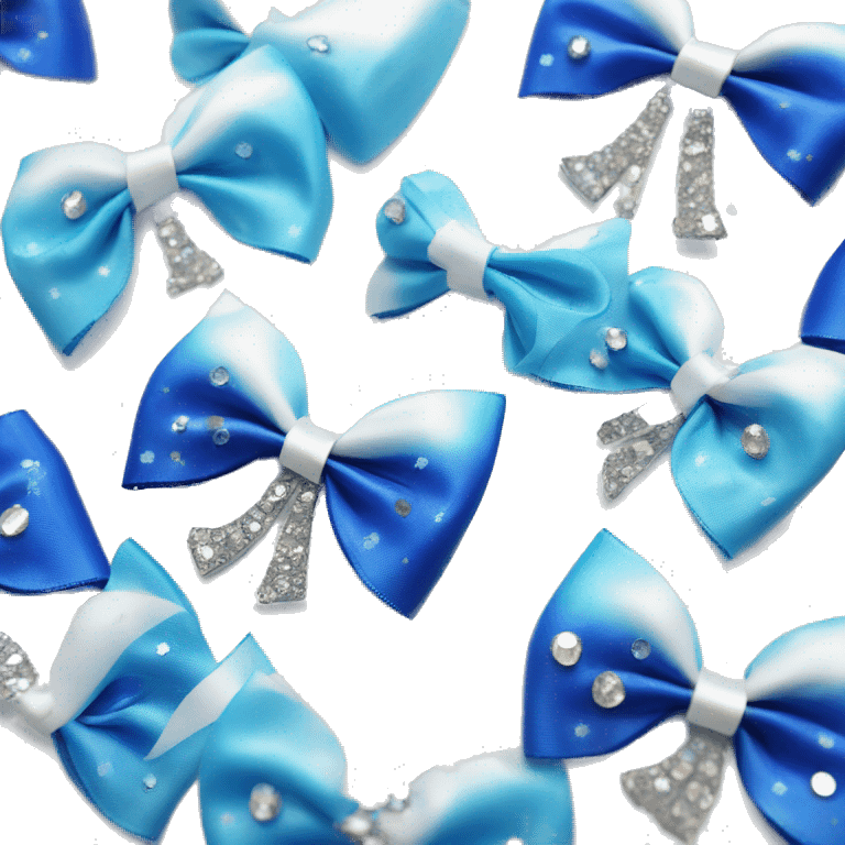 Blue and white cheer bows with gems emoji