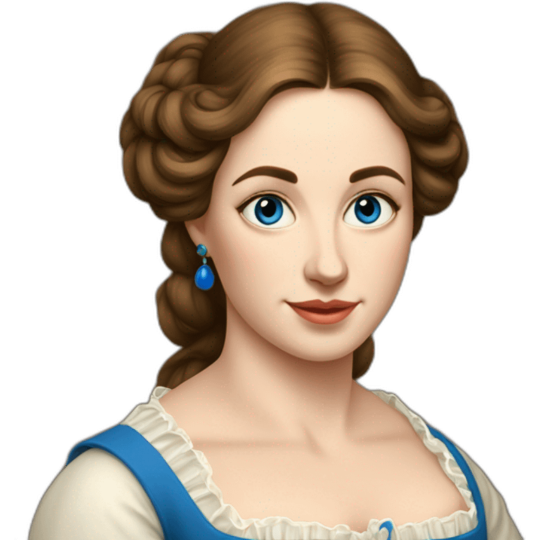 The folk french woman writing, blue eyes, brown hair, 18th century emoji