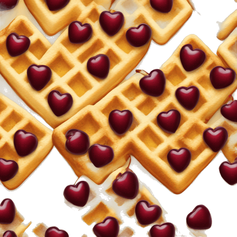 Waffle heart with cherries and honey emoji