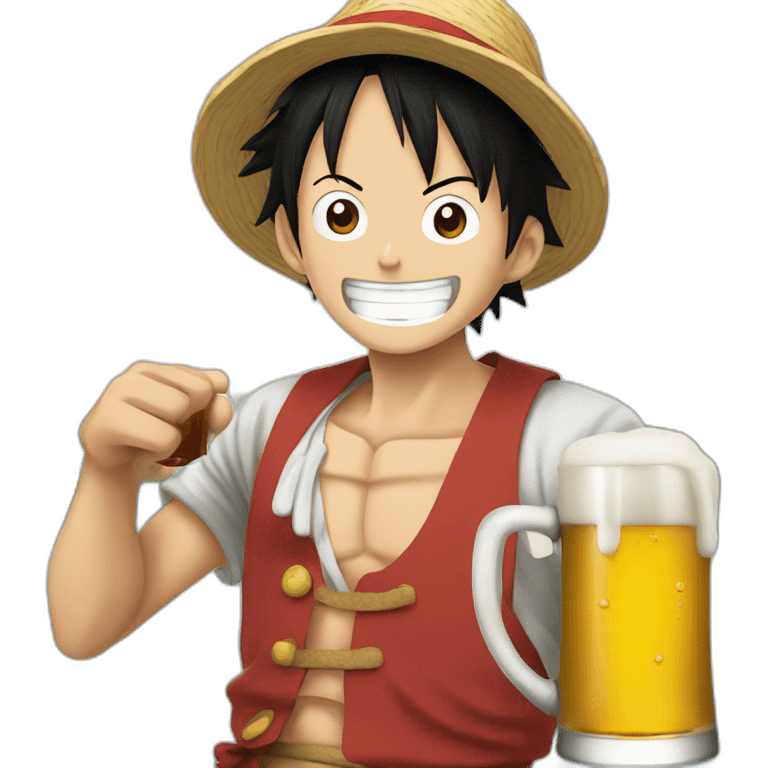 Luffy en train de boire une bière emoji