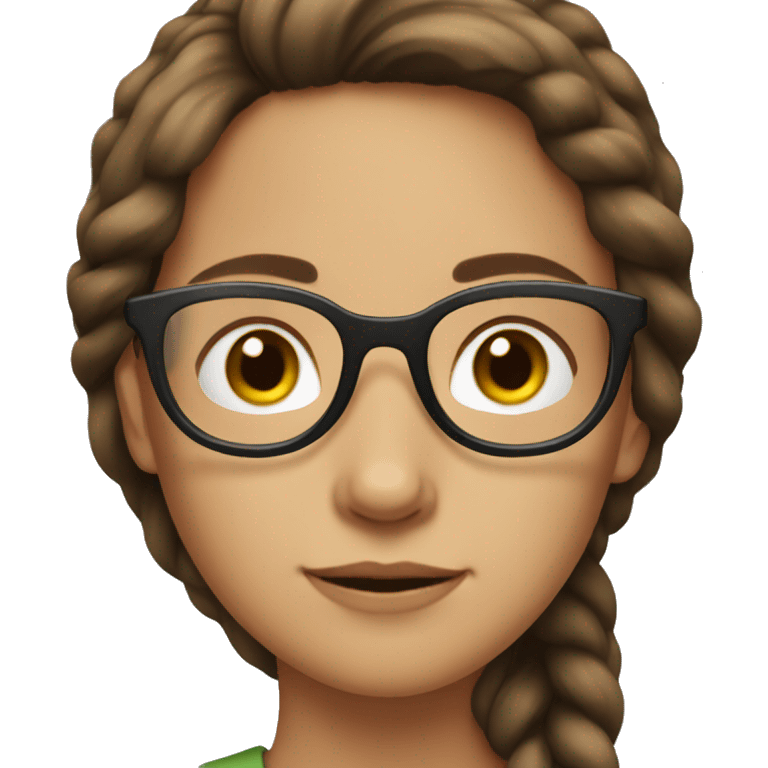 Girl with brown hair and glasses looking from the side emoji