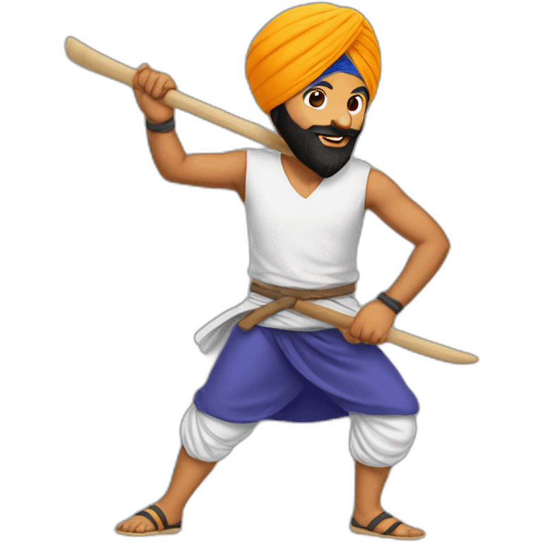 sikh guy with turban playing gatka emoji