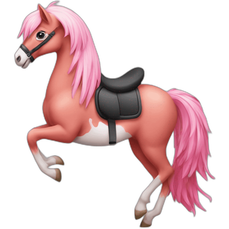 flamant-rose sur poney emoji