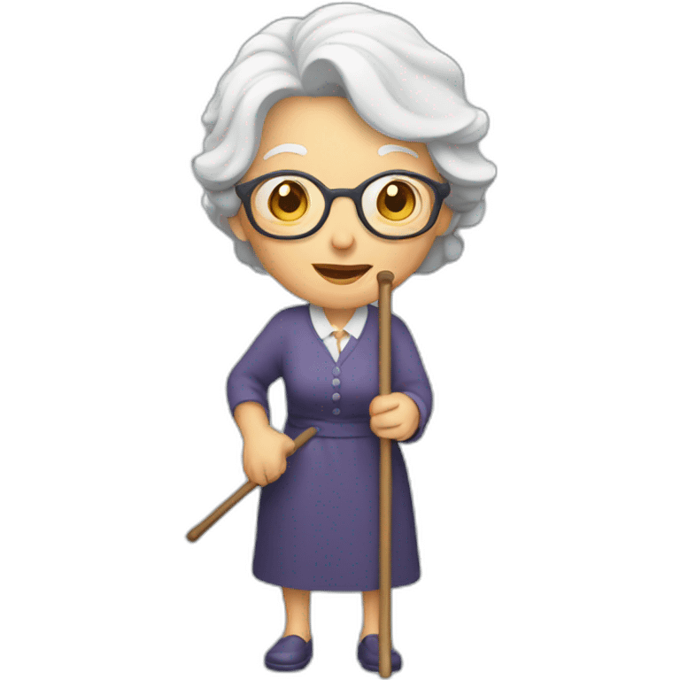 senior woman using cane emoji