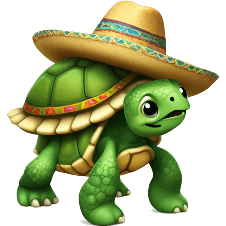 happy turtle with a sombrero on its back emoji