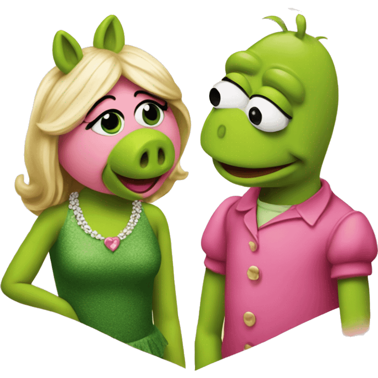 Kermit and Ms Piggy in a heart emoji