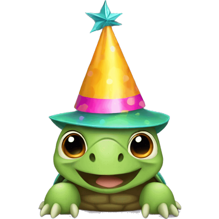 turtle with a party hat emoji