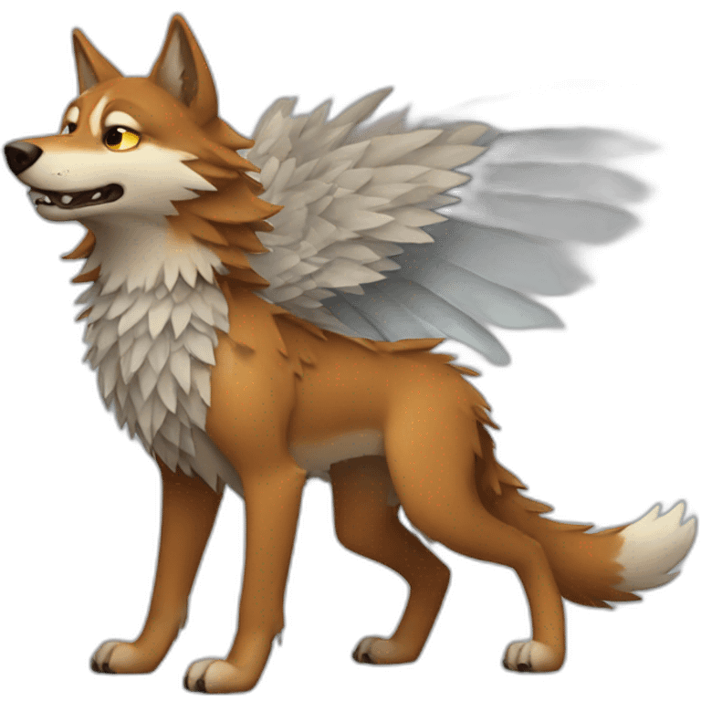 Scarred wolf with dragon wings emoji