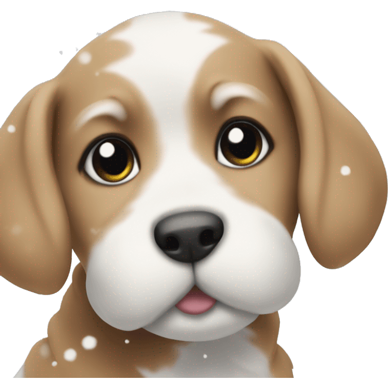 puppy and snow on christmas emoji