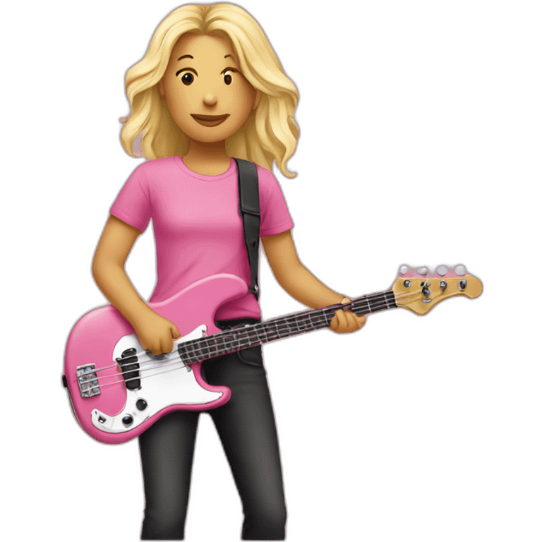 long-blond-bassguitar-player-pink-Tshirt-pink emoji