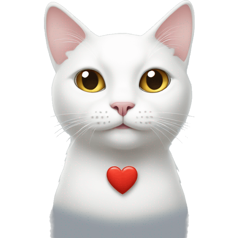 White cat and heart  emoji