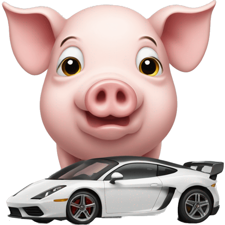 pig with sportcar emoji