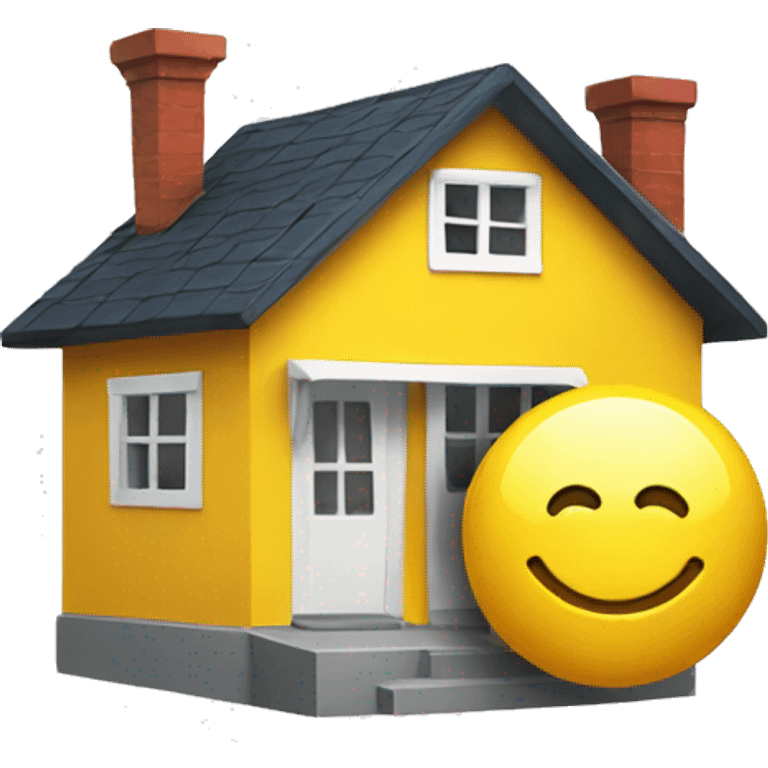 smiling emoji with a yellow home in its mouth emoji