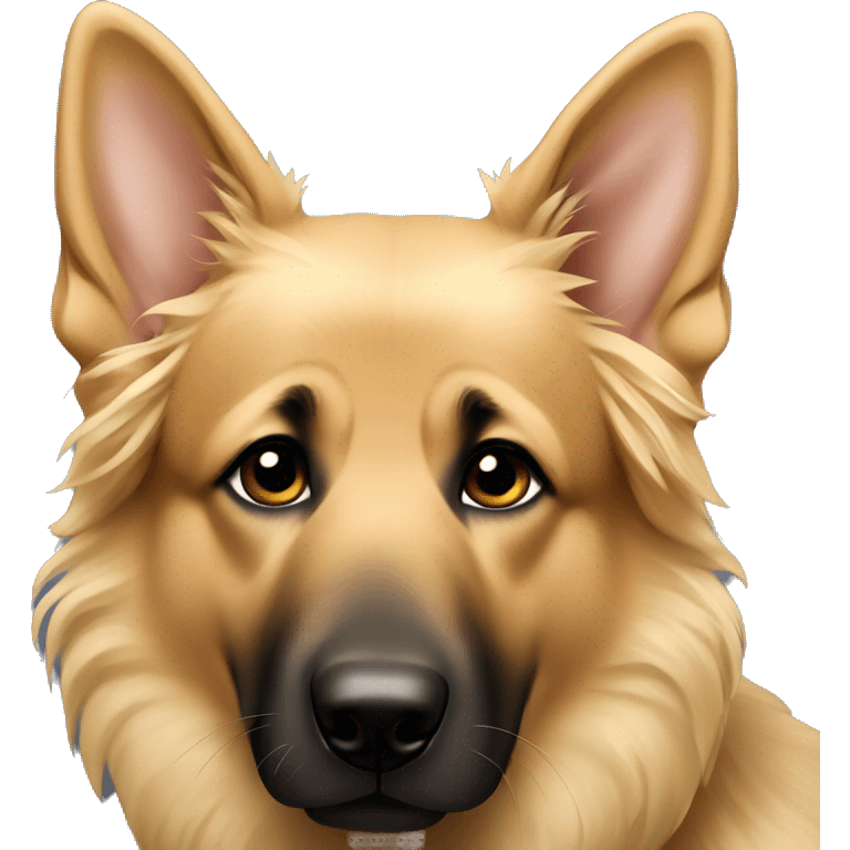 German shepherd with blonde curly girl emoji