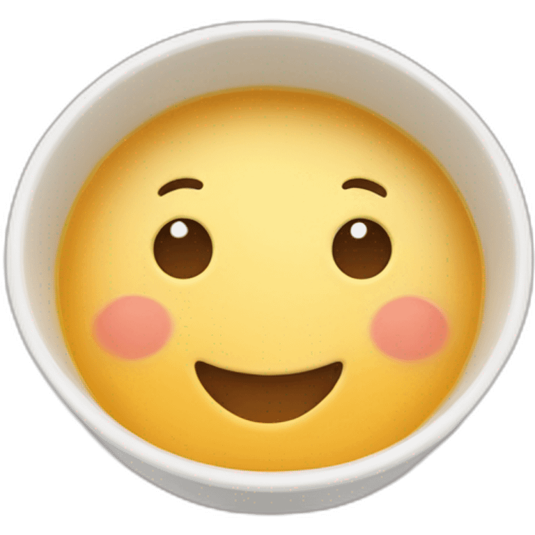 bowl of soup with little smiles inside emoji