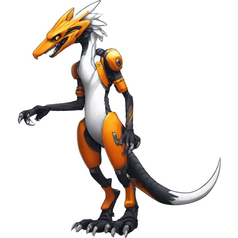 Full body Edgy Anthro Futuristic Mechanical Sergal-raptor-vernid emoji