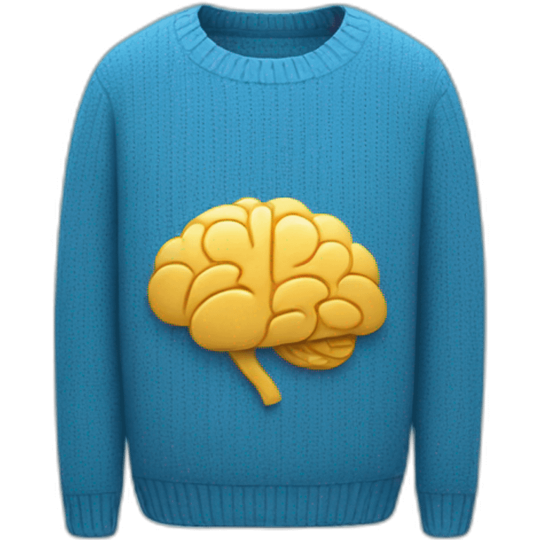 blue sweater with smiling brain  emoji