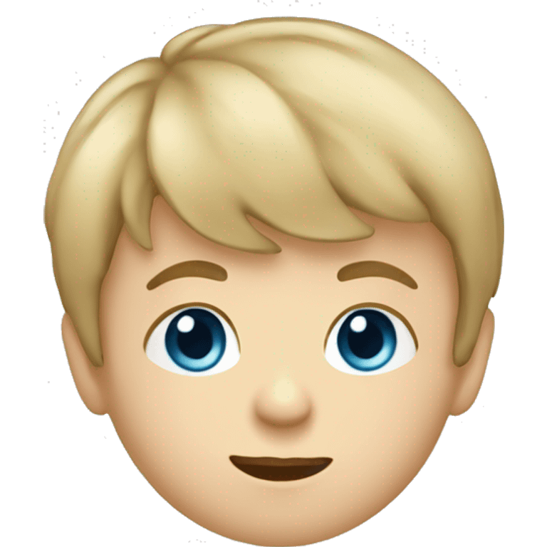 Caucasian little boy with blue eyes and dirty blonde hair with bangs picking his nose emoji