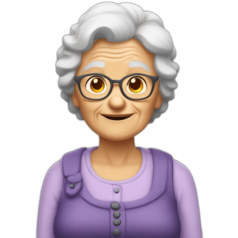 Smiling grumpy old granny emoji