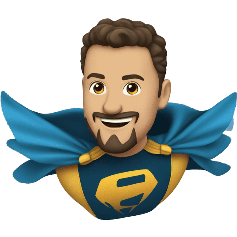 European superhero smiling and flying with goatee beard smiling and flying  emoji