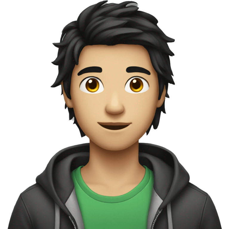 Long black hair teenager boy emoji