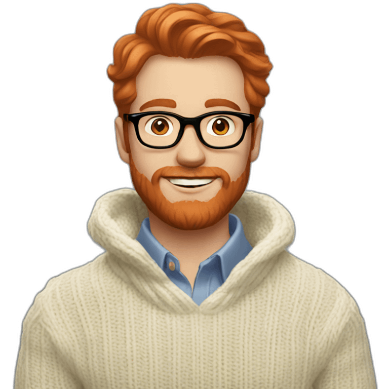 red hair white men with glasses and beard and a ralph lauren sweater emoji