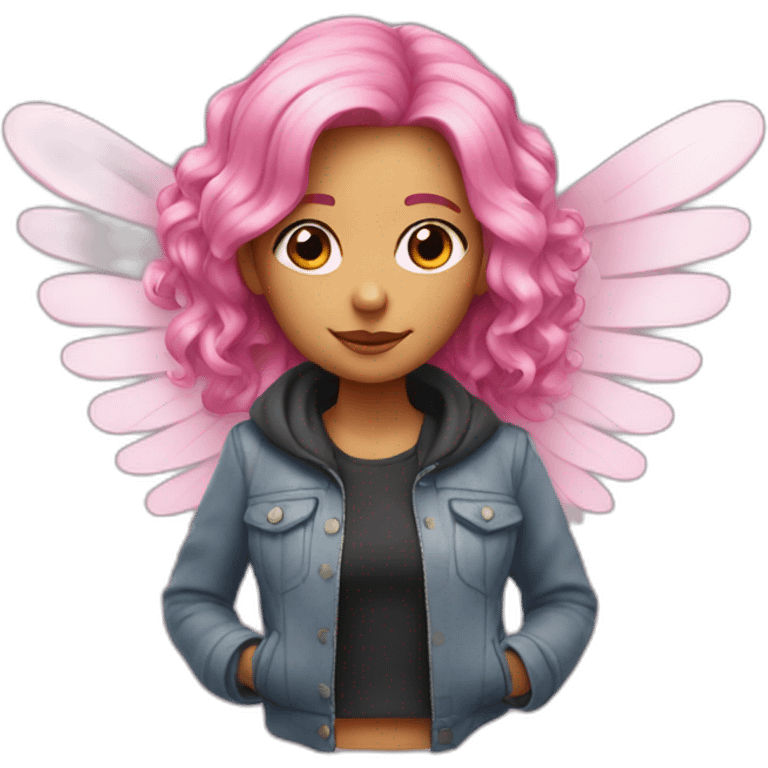 Pink haired girl with wings emoji