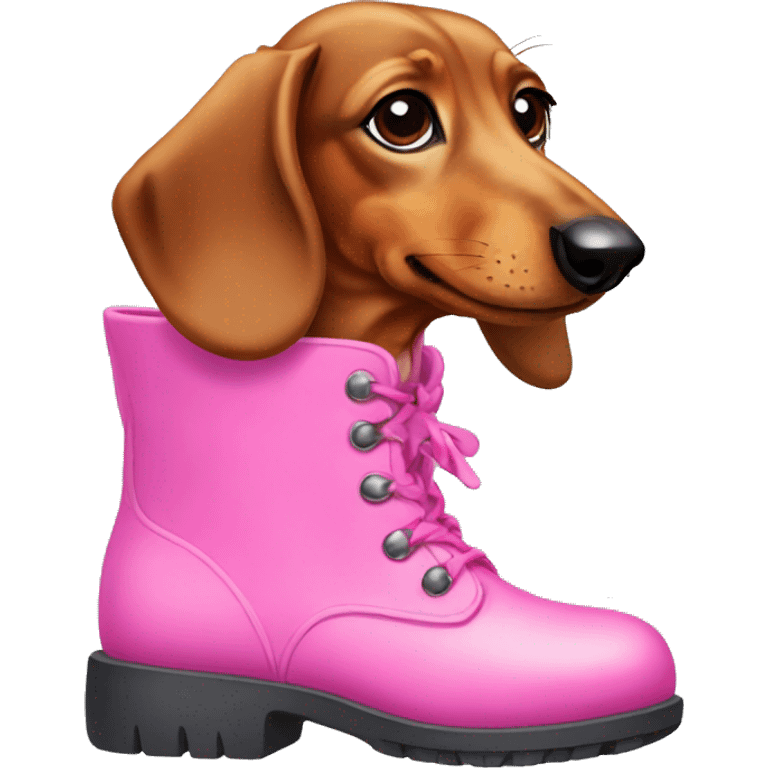 dachshund in pink boots emoji