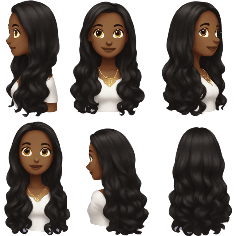 Black duchess long hair emoji