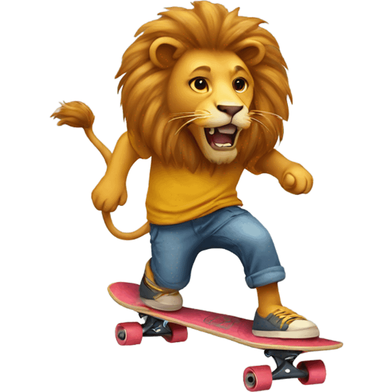 Lion riding a skateboard emoji