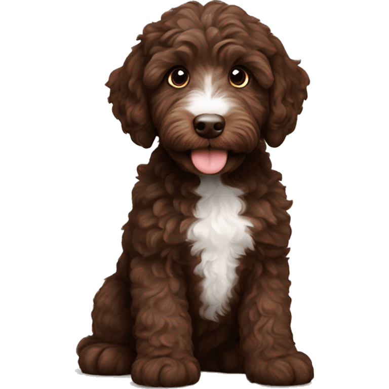 chocolate mini australian labradoodle puppy emoji