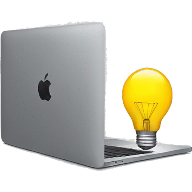 macbook with lightbulb emoji