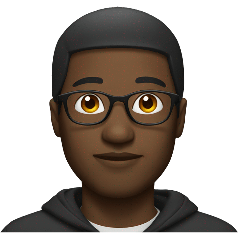 black man with hoodie and glasses profile  emoji