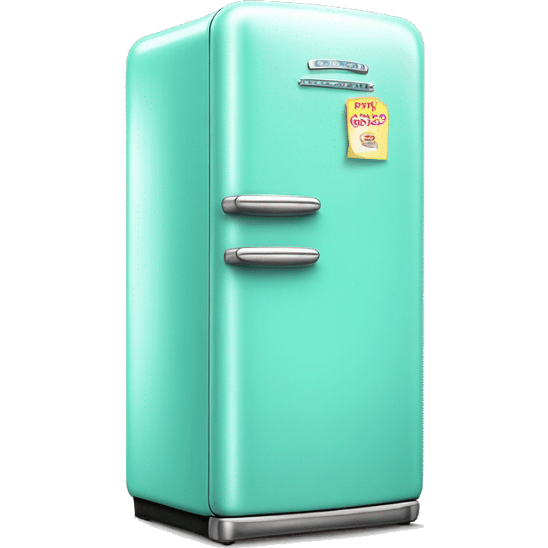 Realistic isolated tiffany blue vintage retro fridge emoji