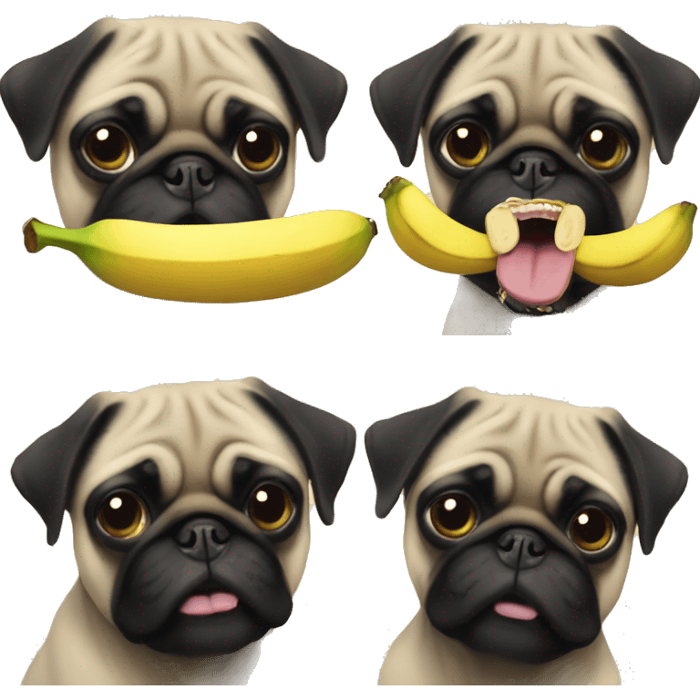 Black male pug with banana in his mouth emoji