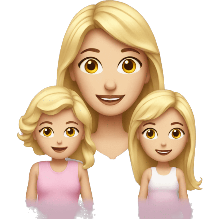 Blond woman and 2 babies emoji