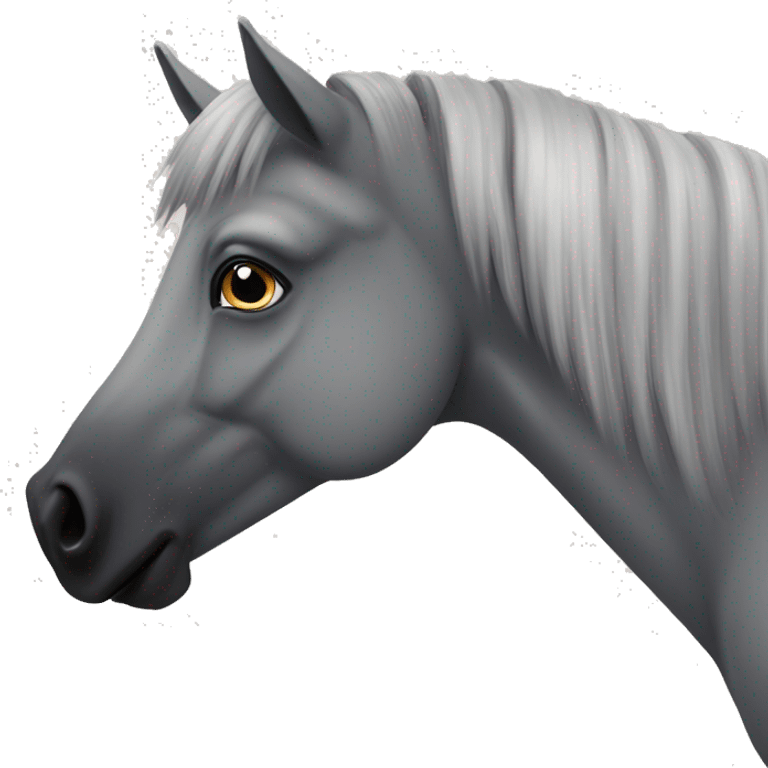 Grey fjord horse with little black shetland pony emoji