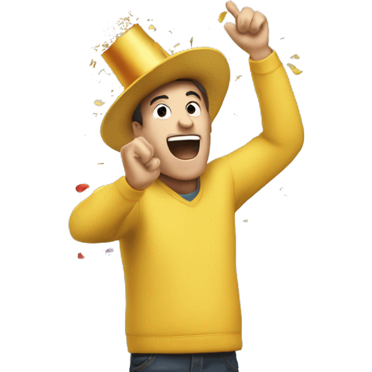 Person unenthusiastically celebrating with a part hat and confetti emoji