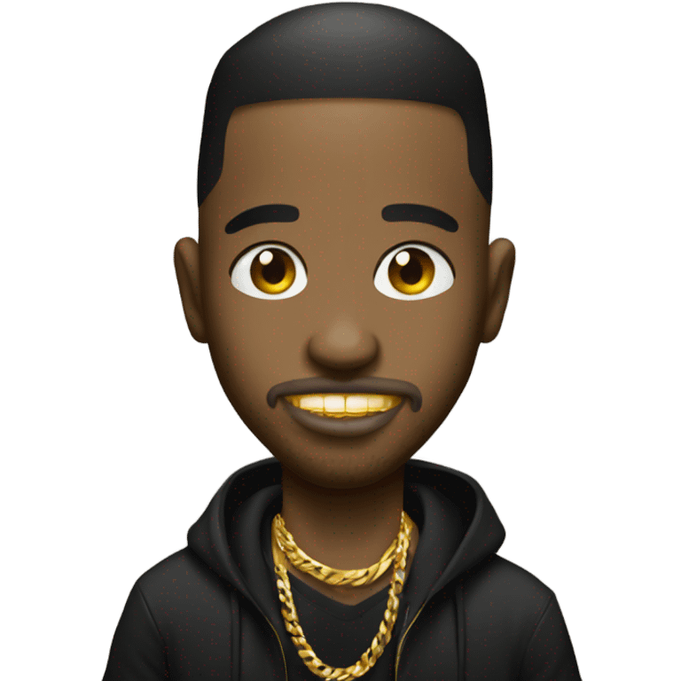 Rapper with gold grill emoji