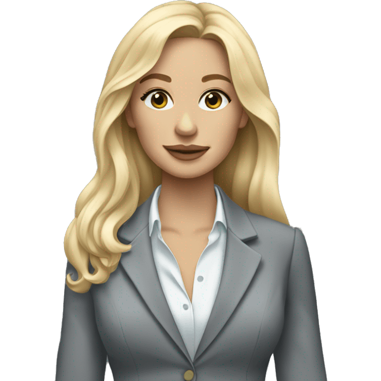 Blonde long hair Tiffany jewellery seller in a grey suit emoji